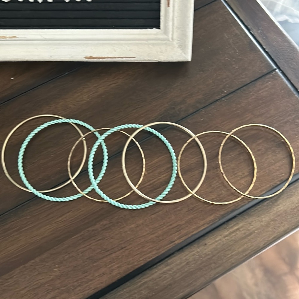 Gold and Blue Bracelets